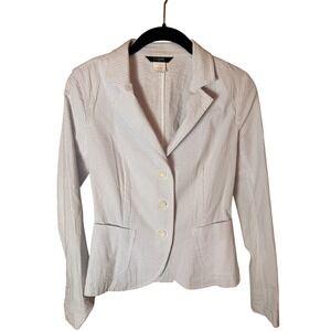 J.Crew Seersucker Blazer Blue White Stripe Cotton Stretch Size 2 Preppy